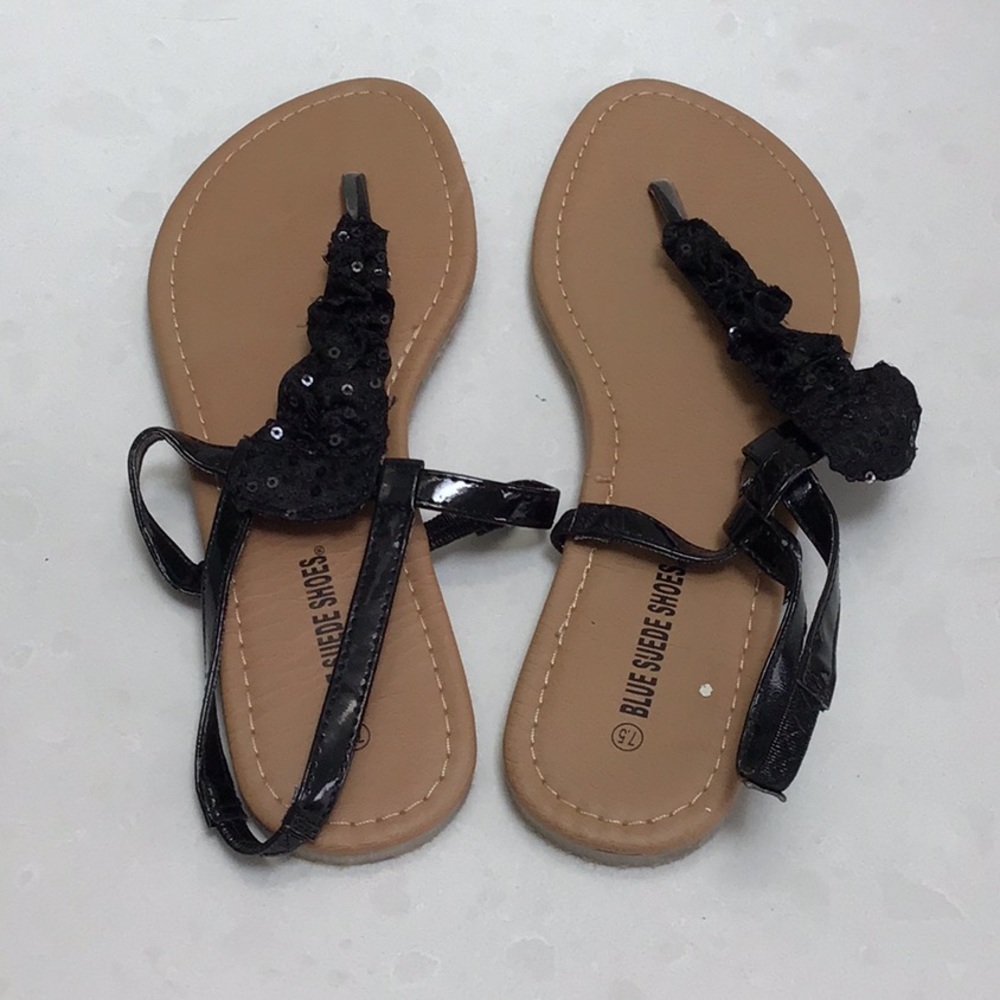 Black sequined sandals